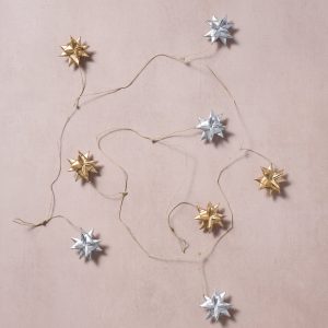 Veda Silver + Gold Metallic Star Palm Leaf Garland